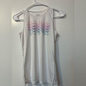 Prince Tank Top, Womens XS, White "TENNIS"